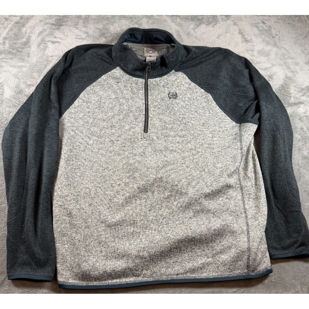 Cinch 1/4 Zip Pullover Mens XXL Gray Black Performance Fleece Sweater